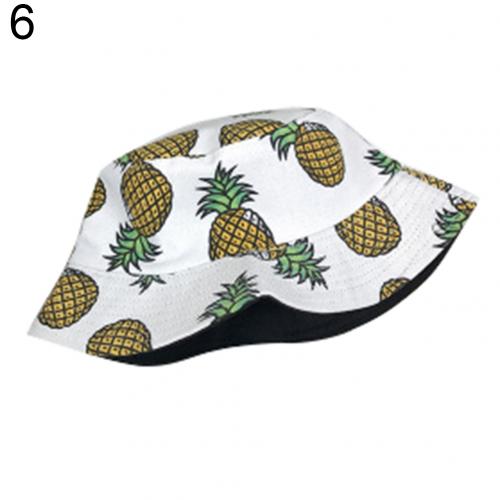 Trykt banan ananas unisex spand hat udendørs bred skygge foldbar anti-uv street hip hop cap sol hatte jul: 06