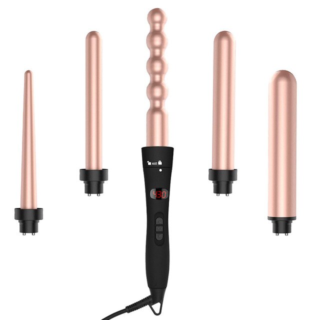 5 in 1 Curling Iron Wand Set Curling Wand 0.5''-1.25'' Hair Curler Instant Heating Up Hair Wand with LCD&Temperature Adjustment