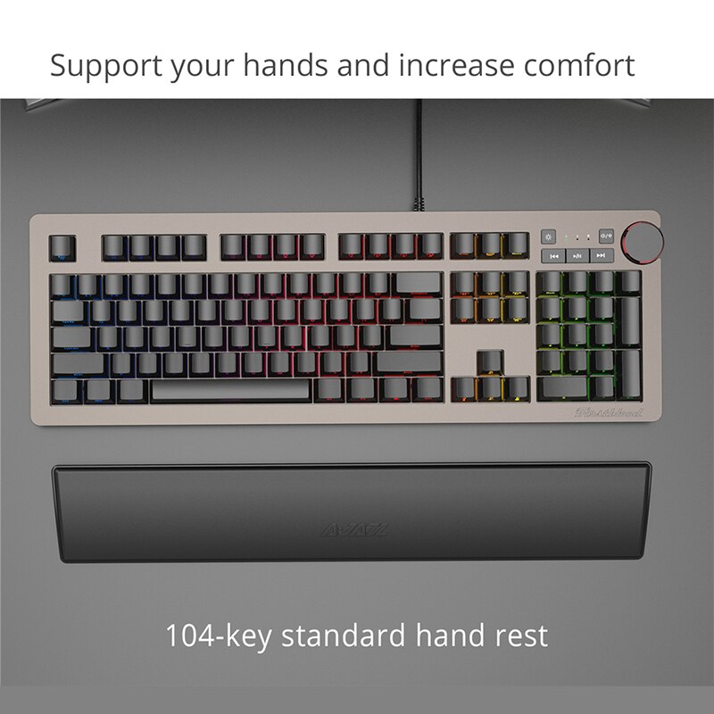 Ajazz 104 teclas de proteção para teclado, descanso de pulso, almofada antiderrapante, couro pu, macio e confortável, durável