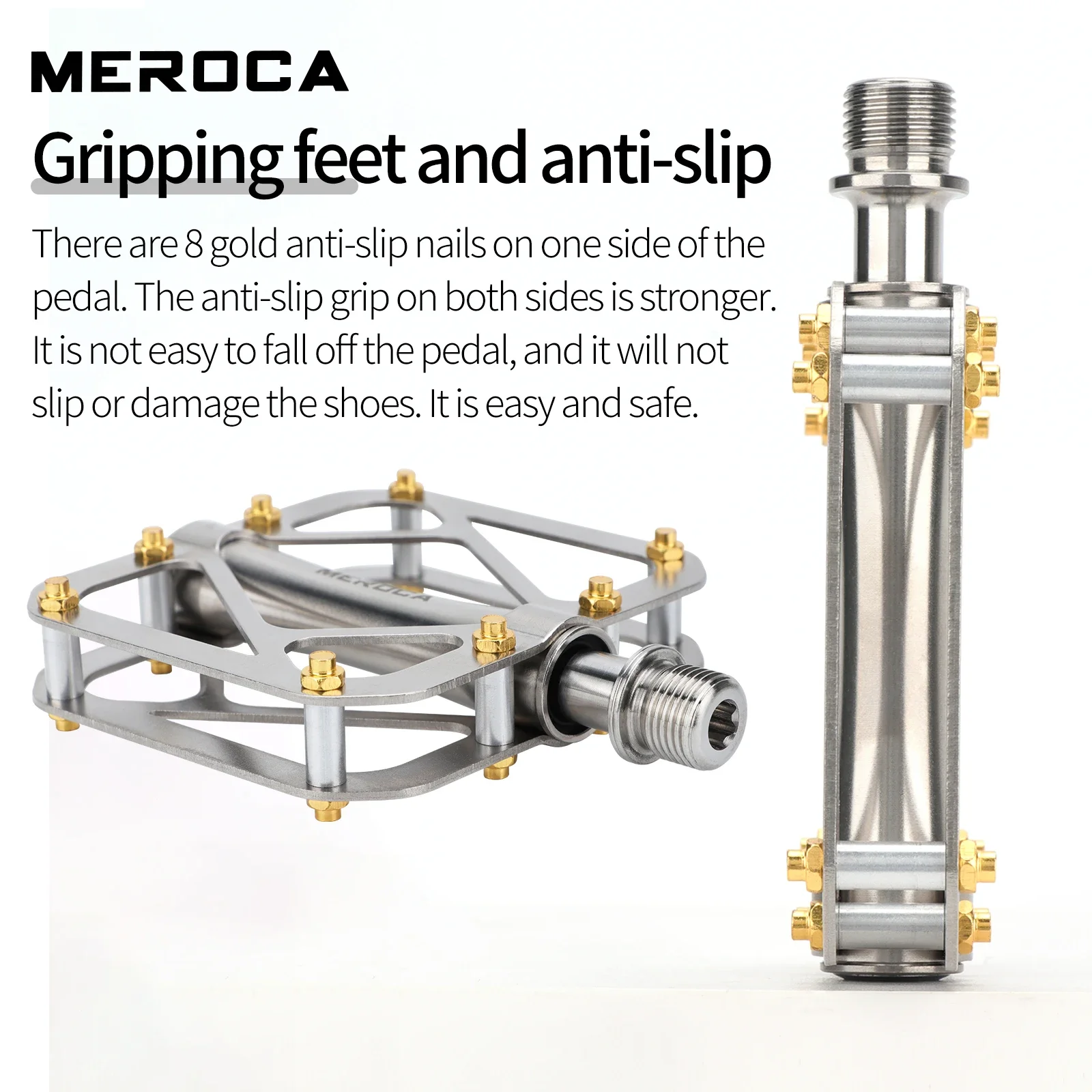 Pedales de aleación de titanio MEROCA, pedales de bicicleta antideslizantes, ultraligeros, 3 rodamientos, Pedal Universal para bicicleta de montaña