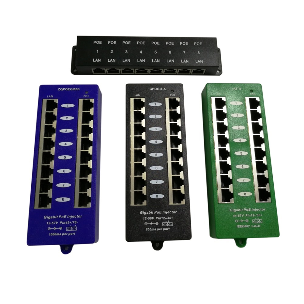 100/1000Mbps PoE Patch Panel mode AB 8 port IEEE802.3af/at PoE injector for Hikvision/MikroTik PoE Cameras/Wireless Bridge