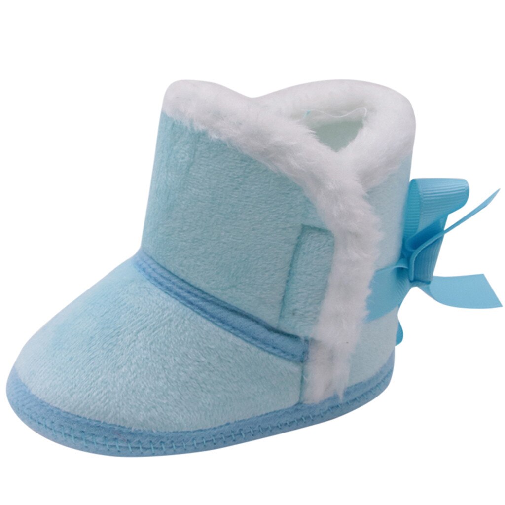 Botas infantis inverno quente do bebê meninos meninas sapatos anti-deslizamento da criança neve respiração prewalker deslizamento-em botas de inverno das crianças sólidas: Azul / 5.5