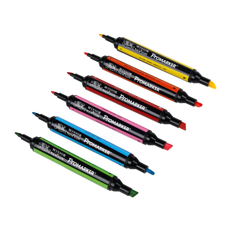 Winsor newton promarker 6/12 väriä taide tussi hieno kärki alkoholipohjainen markkeri kynät kaksipäiset kaksoismerkit animaatio