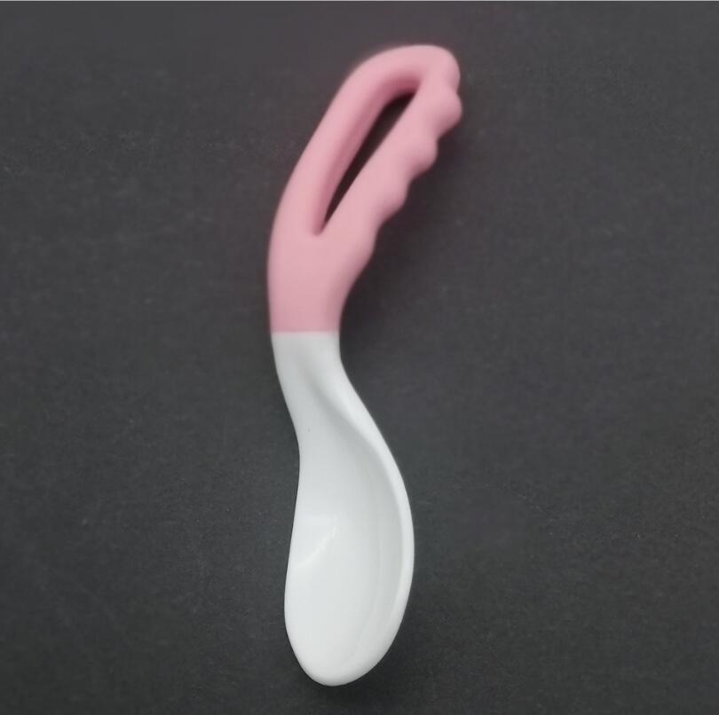 Cuillère d'alimentation solide, cuillère coudée pour enfants, cuillère à manger incurvée, vaisselle d'alimentation pour bébé, ustensiles: Pink Spoon
