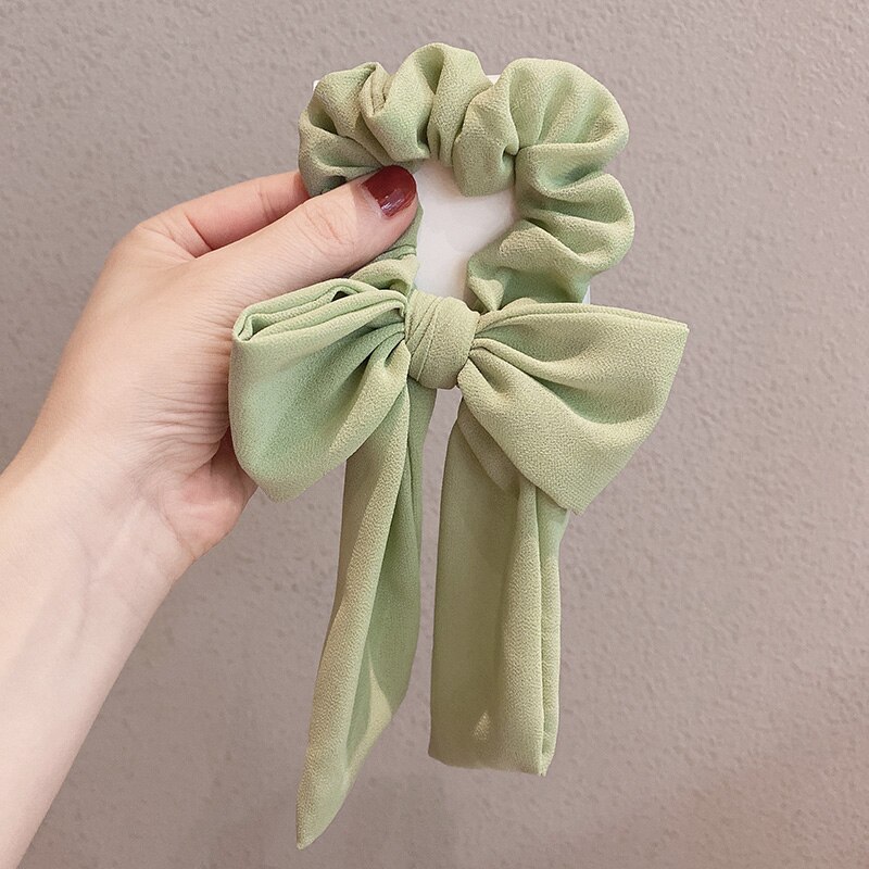 Cinta elástica para el pelo para mujer, lazo con nudo de Color sólido, adorno para el pelo, coletero, accesorios para el cabello: Verde claro