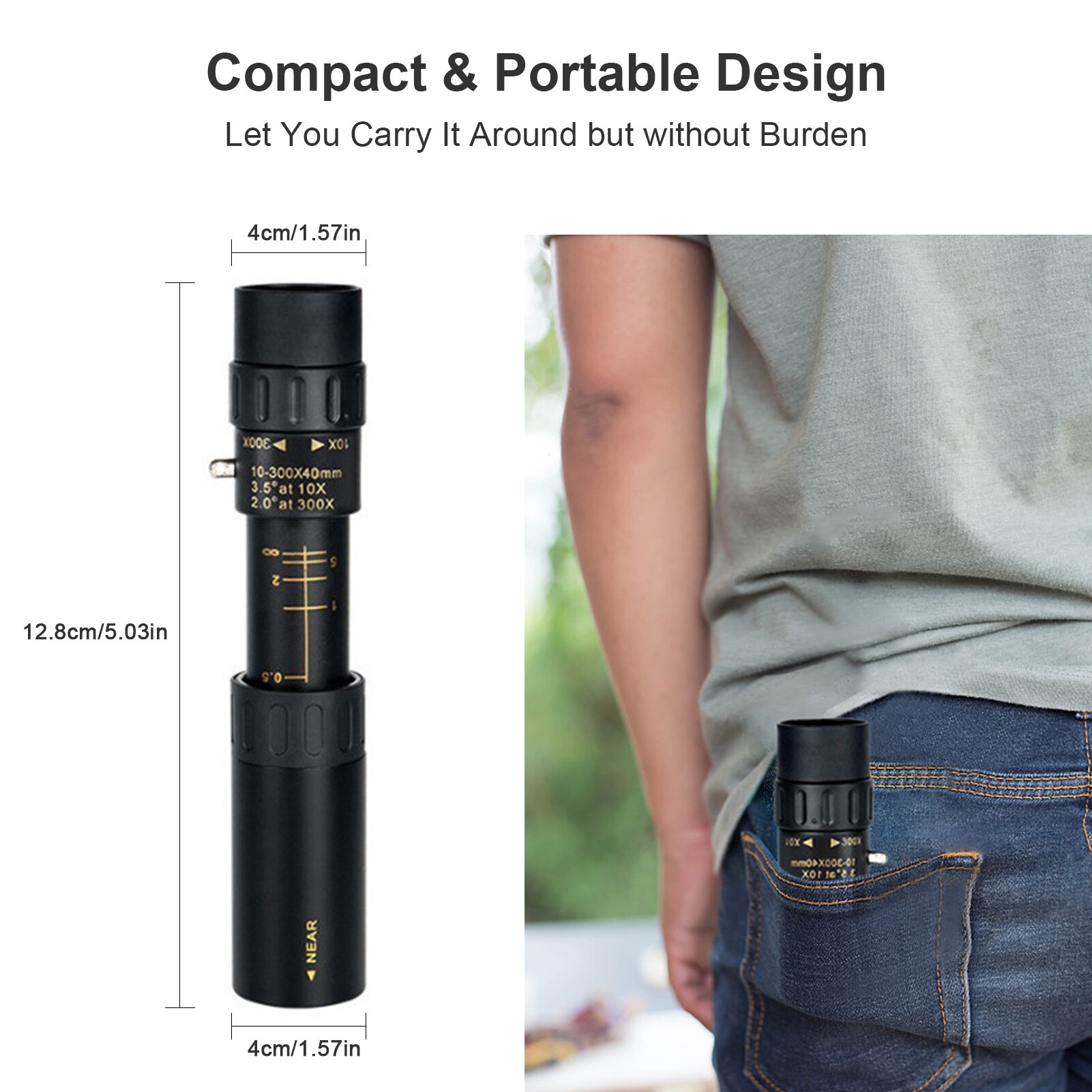 10X-300X Monoculaire Telescoop Compact Waterdichte Telescoop Met Fmc Lens BAK4 Prisma Voor Smartphone Bal Games Kijken Wandelen