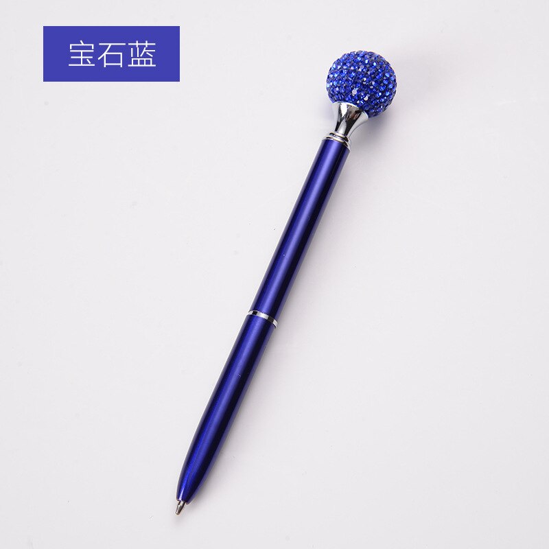 Creativity metal Spinning Ballpoint Pen Luxury Diamond Ball Point Pen 1.0mm Ballpoint Pen Office School Writing Stationery: Dark blue