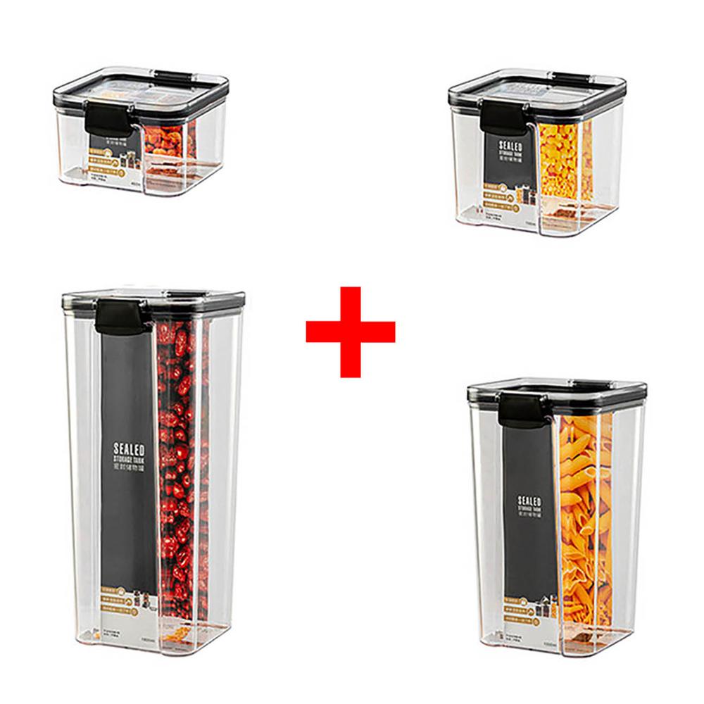 2/4PCS PET Plastic Food Containers Transparent Stackable Dry Food Storage Box Kitchen Spaghetti Noodles Sealed Containers: 4pcs different