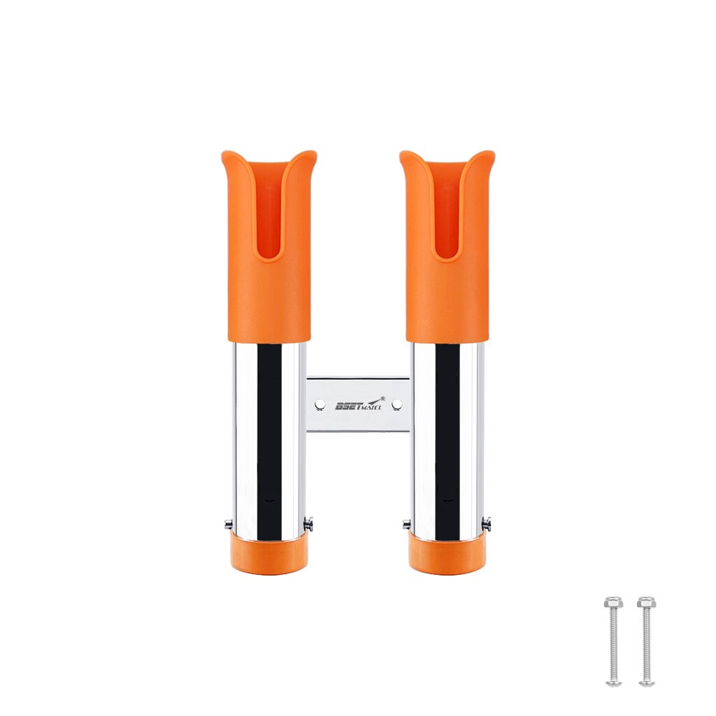Fishing Rod Holder 2 Tubes Link Slotted Rod holder Boat Fishing Rod Rack Holder Portable Pole Tube Mount Bracket Marine Grade: Orange