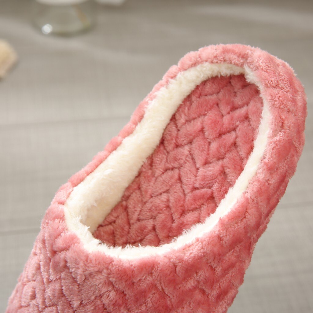 Accueil femmes Jacquard pantoufles intérieur chambre à coucher antidérapant pantoufle hiver coton chaussures doux peluche zapatos de mujer FN55