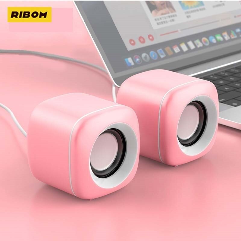 USB Wired Computer Speakers Pink Green Bass Mini Subwoofer Speaker For Laptop Desktop Phone Loudspeaker Office Fow Woman