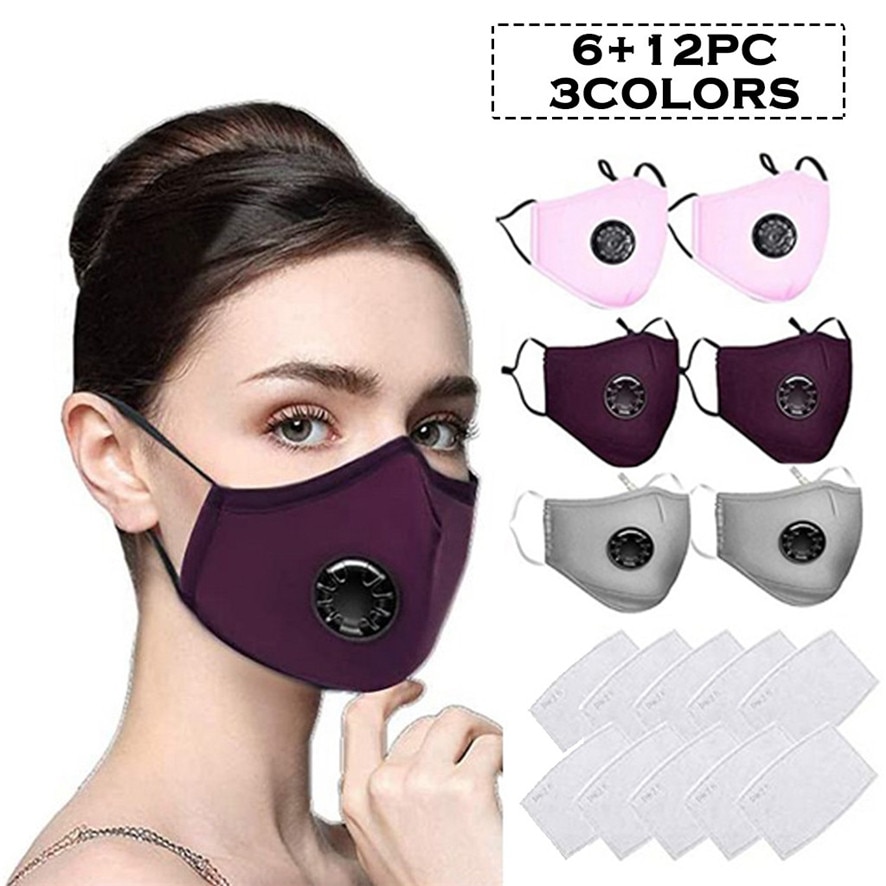 6Pcs Met Klep Ma $ K Wasbare PM2.5 Ma $ K Geschikt Voor Vrouwen En Mannen Pantalla Proteccion Facial mond Caps