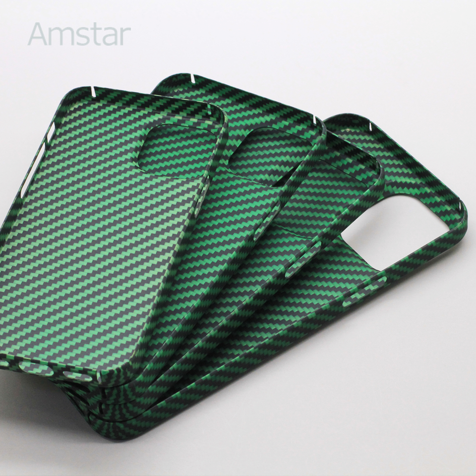 Custodia per telefono Amstar smeraldo in pura fibra di carbonio per iPhone 13 Pro Max 13 Pro Mini Cover per iPhone 13 in fibra di aramide antigoccia Ultra sottile