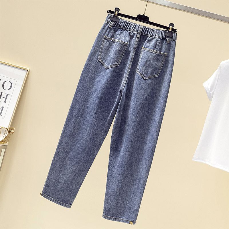 Jean ample taille haute pour femme, pantalon sarouel en Denim, longueur cheville, 100kg, automne