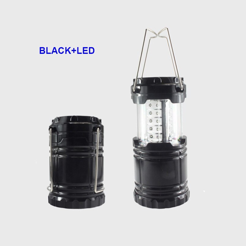 Myj bärbar ljus utomhus hopfällbar led hängande tältlampa 30 led cob campinglykta led campingljus: Svart led