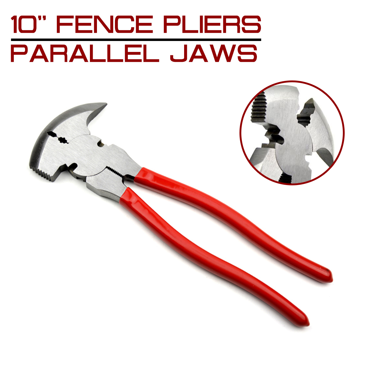 10'' Fence Pliers Parallel Jaws Soft Grip For Fencing Hammer Tool Wire Cutters CR-V' Steel Multi Purpose