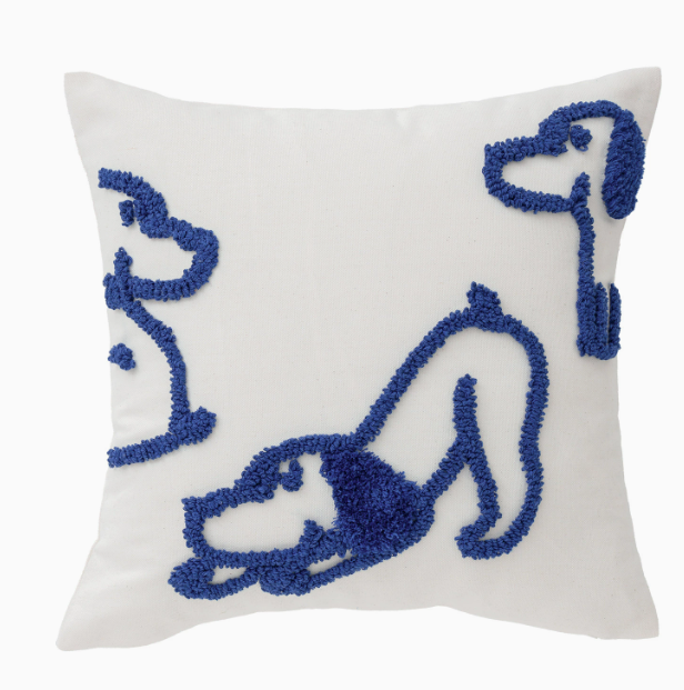Blau bestickter Kissenbezug, moderner einfacher Hundekissenbezug, eins Ebene, niedlicher Sofakissenbezug, Heimdekoration: Braun