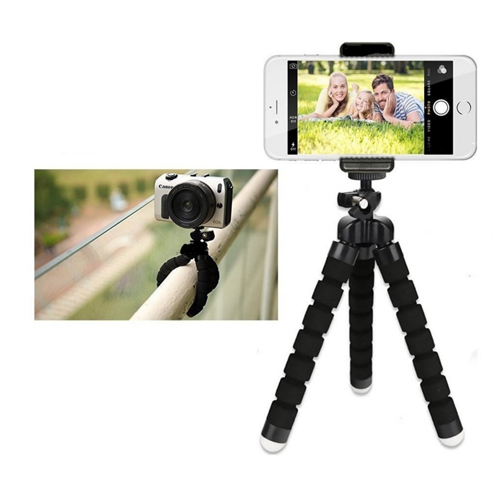 Flexibele Spons Octopus Mini Statief Monopod met Bluetooth Remote Shutter voor IPhone Mini Camera Statief Telefoon Houder Clip Stand