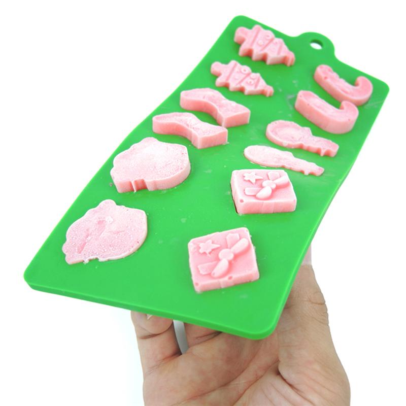 12 hohlräume Silikon Schimmel Lebensmittel Klasse DIY Weihnachten thematisiert Schokolade Schimmel Eiswürfel Gelee Pudding bilden Für Küche Werkzeuge
