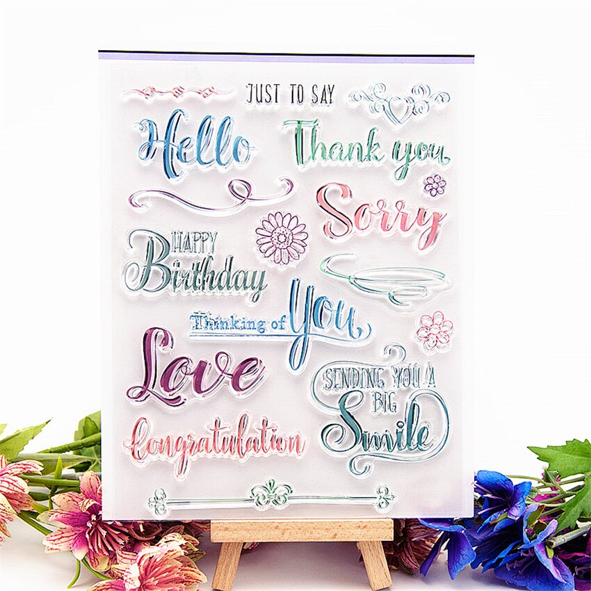 14 x 18cm kleuren woorden transparante stempels siliconen zegels rolstempel diy scrapbooking fotoalbum/kaarten maken kerst