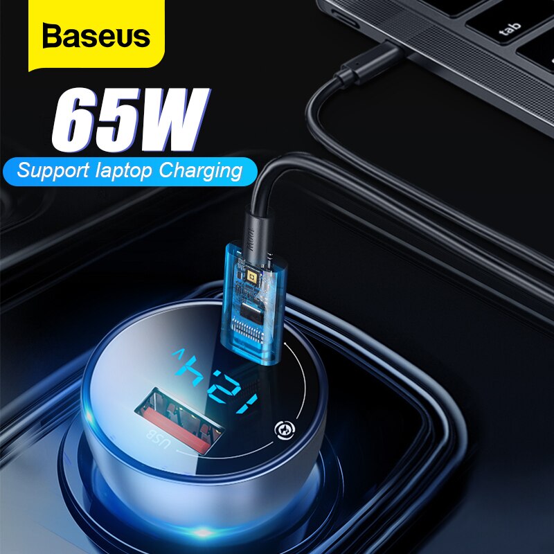 Baseus 65W Autolader Quick Lading Qc 4.0 3.0 Usb C Lader Pd Type C Snel Opladen Voor Iphone macbook Ondersteuning Laptop Opladen