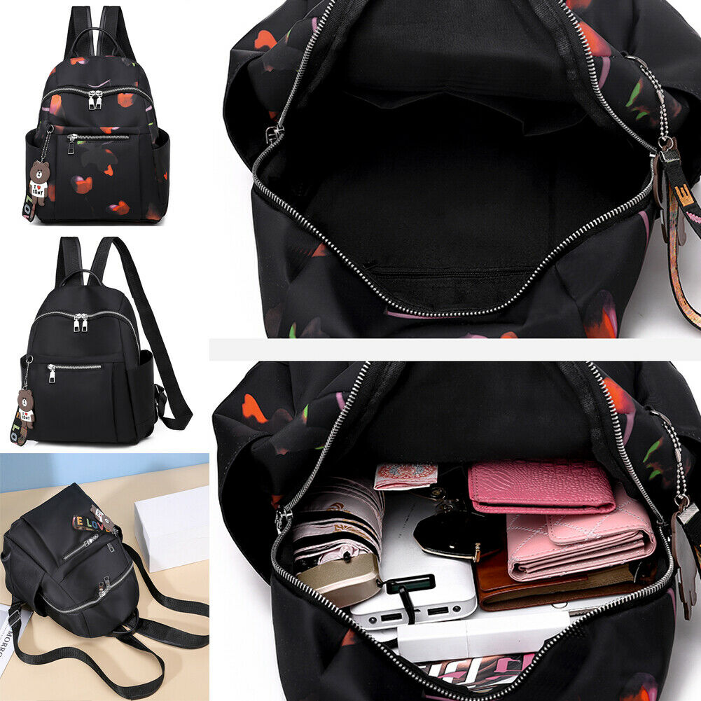 Sac à dos pour femmes, sac d'école anti-vol, sac d'école, sac à bandoulière pour voyage, loisir à fleur, sac en tissu Oxford