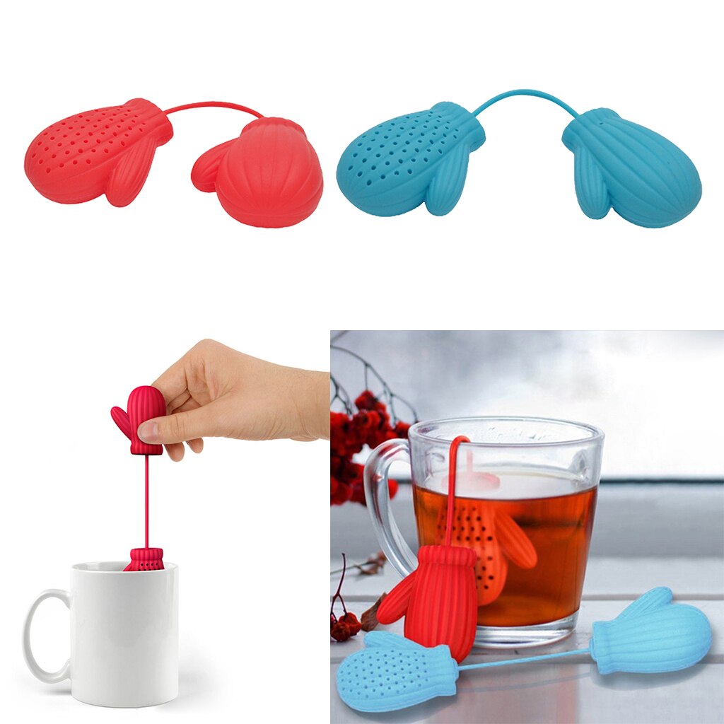 1Pcs Kerst Handschoenen Vorm Siliconen Mesh Thee-ei Kopje Thee Filter Perfect Theezeefjes