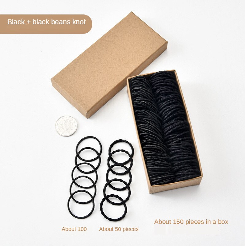 Kinderen Rubber Haarband Niet-Wegwerp Haarband Boxed Baby Kleine Nummer Meisjes Haarband Meisje Haar Accessoires Hoofdtooi: Black 100   Black Beans Section 50