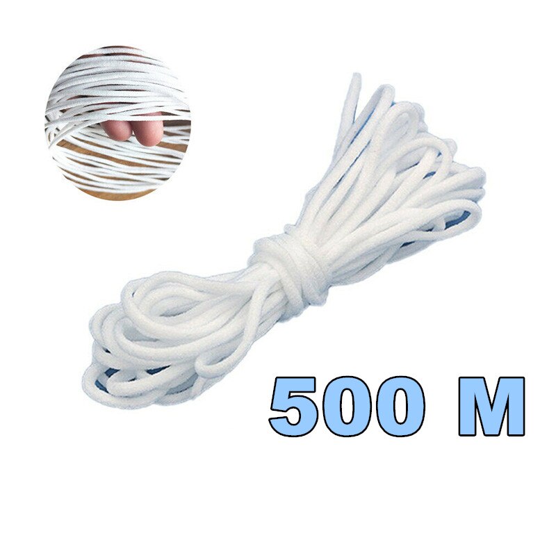 500/300/200m bandes élastiques pour masques, longueur de couture, largeur, cordon élastique blanc, épaisseur de couture, 3mm accessoires de couture diy: 500m