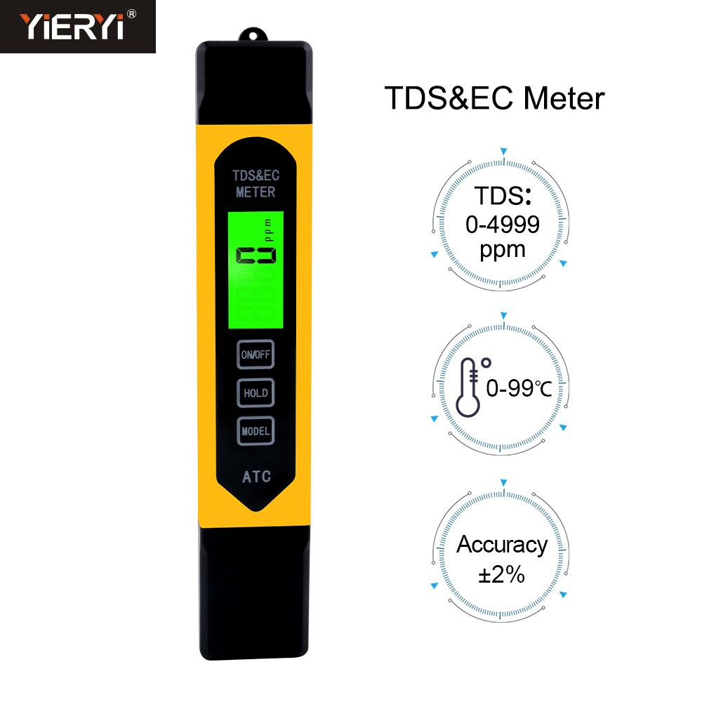 3 In 1 Multifunctionele Digitale TDS EC Meter Temperatuur ATC Tester pen Geleidbaarheid Water Meting Analyzer met backlight