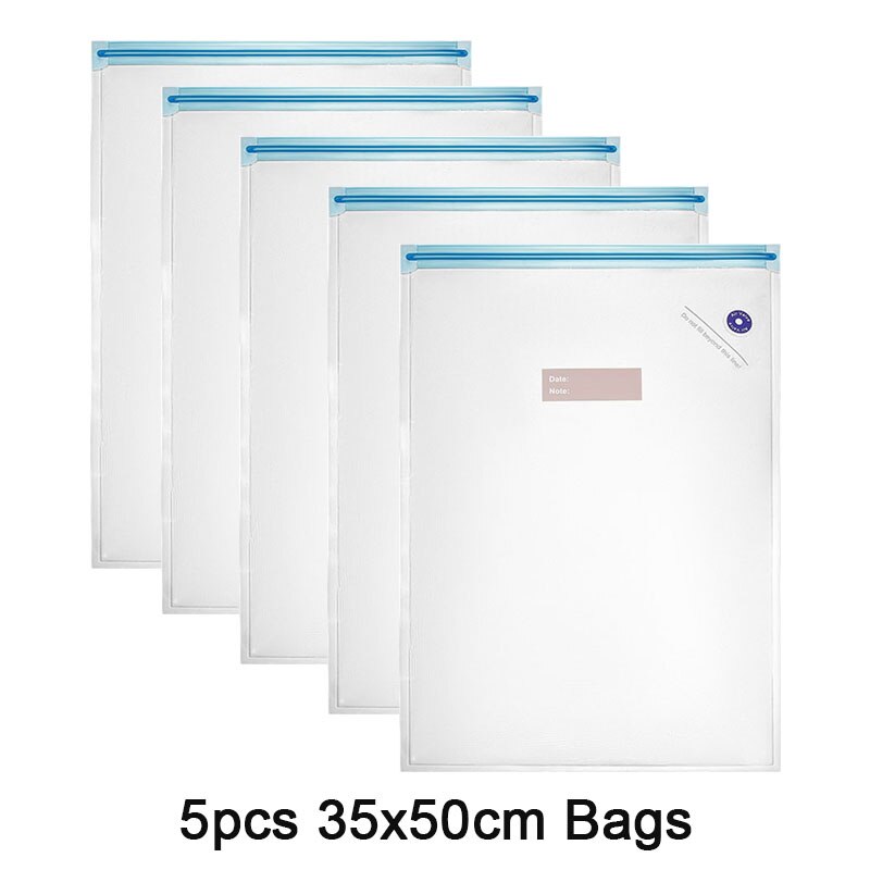 Draagbare Mini Automatische Compressie Vacuümpomp Sealer Voor Reizen Home Keuken Usb Oplaadbare Vacuüm Verpakking Machine: 5pcs 35x50cm