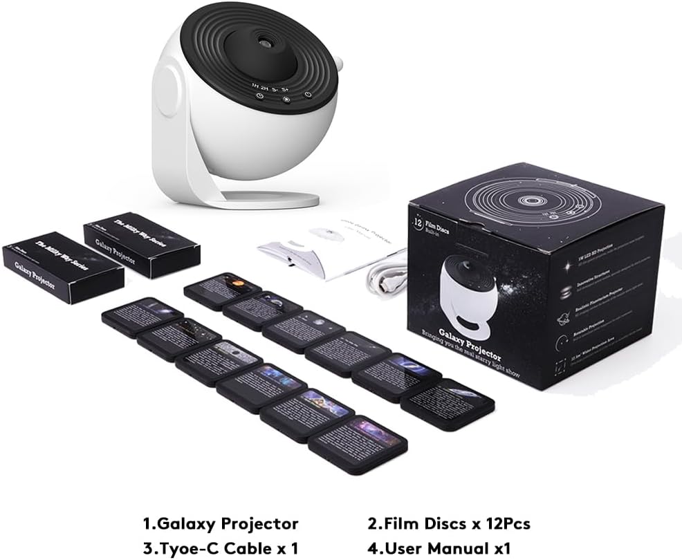 Galaxy Projector for Bedroom HD Image Star Projector 13 Film Discs kids Planetarium Projector with 360° Rotating and 1/2h Timer: Default Title