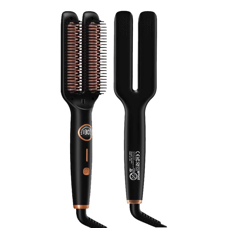 Cepillo alisador de pelo eléctrico Anti Frizz con pantalla Digital Lcd placa calefactora doble peine alisador de pelo de calentamiento rápido: US