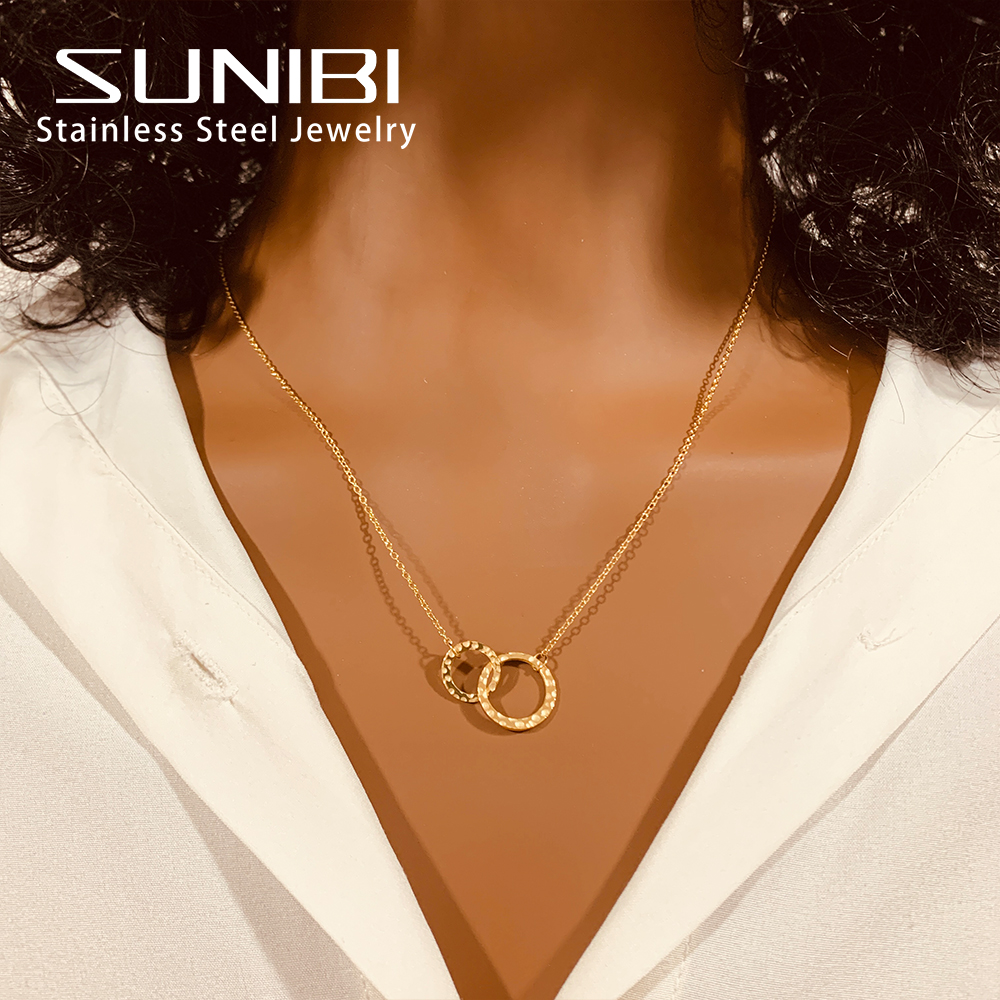 SUNIBI-collares con colgante de barra Vertical para mujer, cadena Lariat larga Simple de acero inoxidable, collar colgante minimalista, de joyería