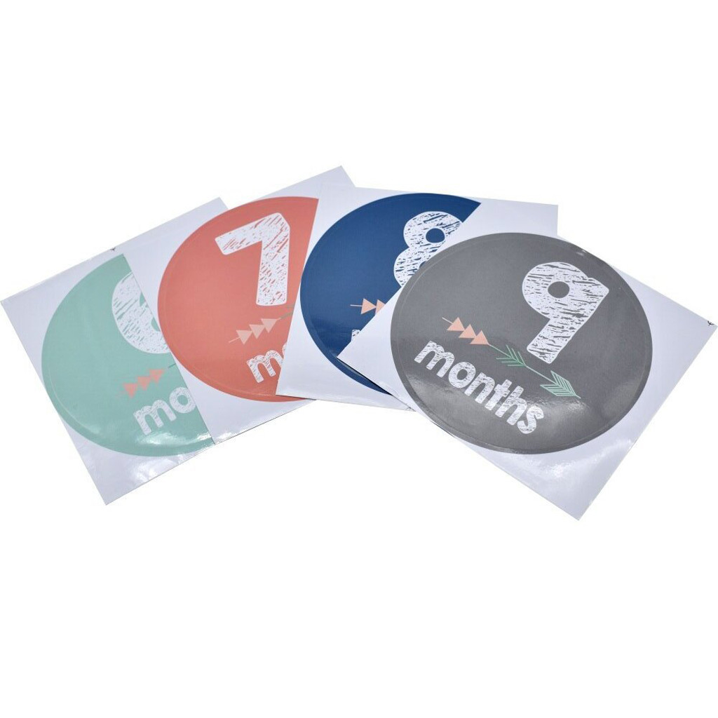 12 Pcs/Set Month Sticker Baby Photography Monthly Festival Anniversary Stickers Self Adhesive Background Label Birt