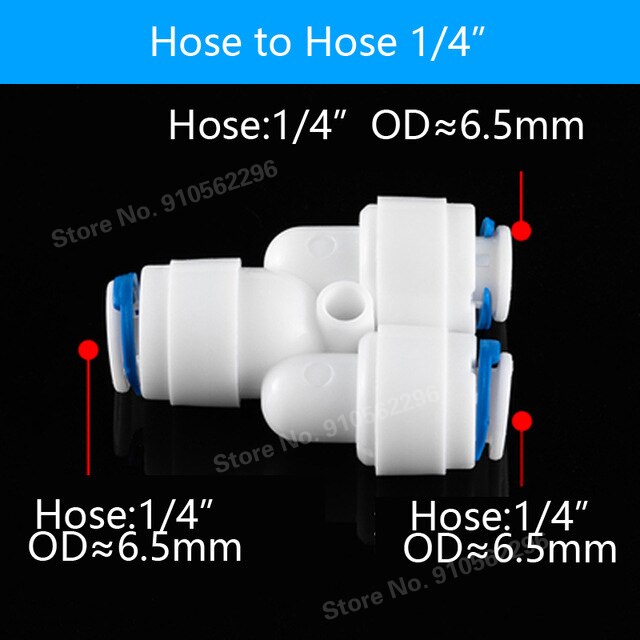 RO Water Hose Connection Straight Elbow Tee Cross 1/4" 3/8" Coupling Plastic Quick Pipe Fitting Reverse Osmosis Connector: Y-1l4