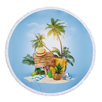 Toalla De playa redonda grande con estampado del mapa del mundo, paño De felpa grueso De microfibra con borlas, toallas De playa grandes, servilleta De Plage: TRANSPARENT