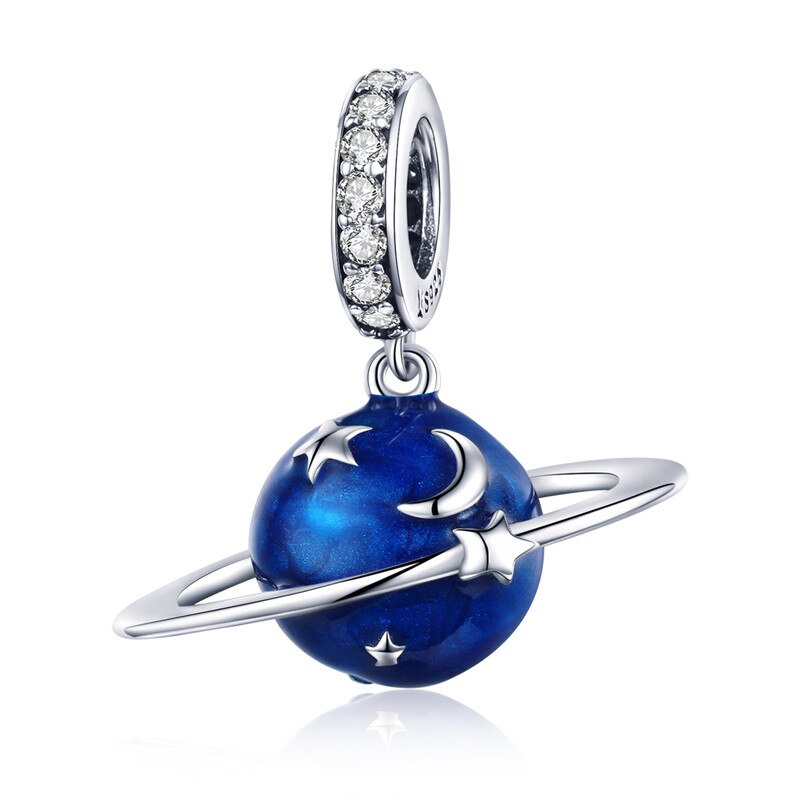 fit Europe Bracelet Silver 925 Original Blue Universe Planet Star Moon Beads S925 Astronomical Space UFO Charms Jewelry Making: asc933