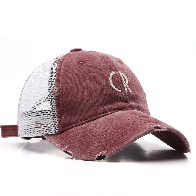 Casquette de Baseball pour hommes et femmes, chapeau d'été unisexe avec lettres, broderie d'ombre, trou rétro, maille respirante, pour l'extérieur, A127: Wine red