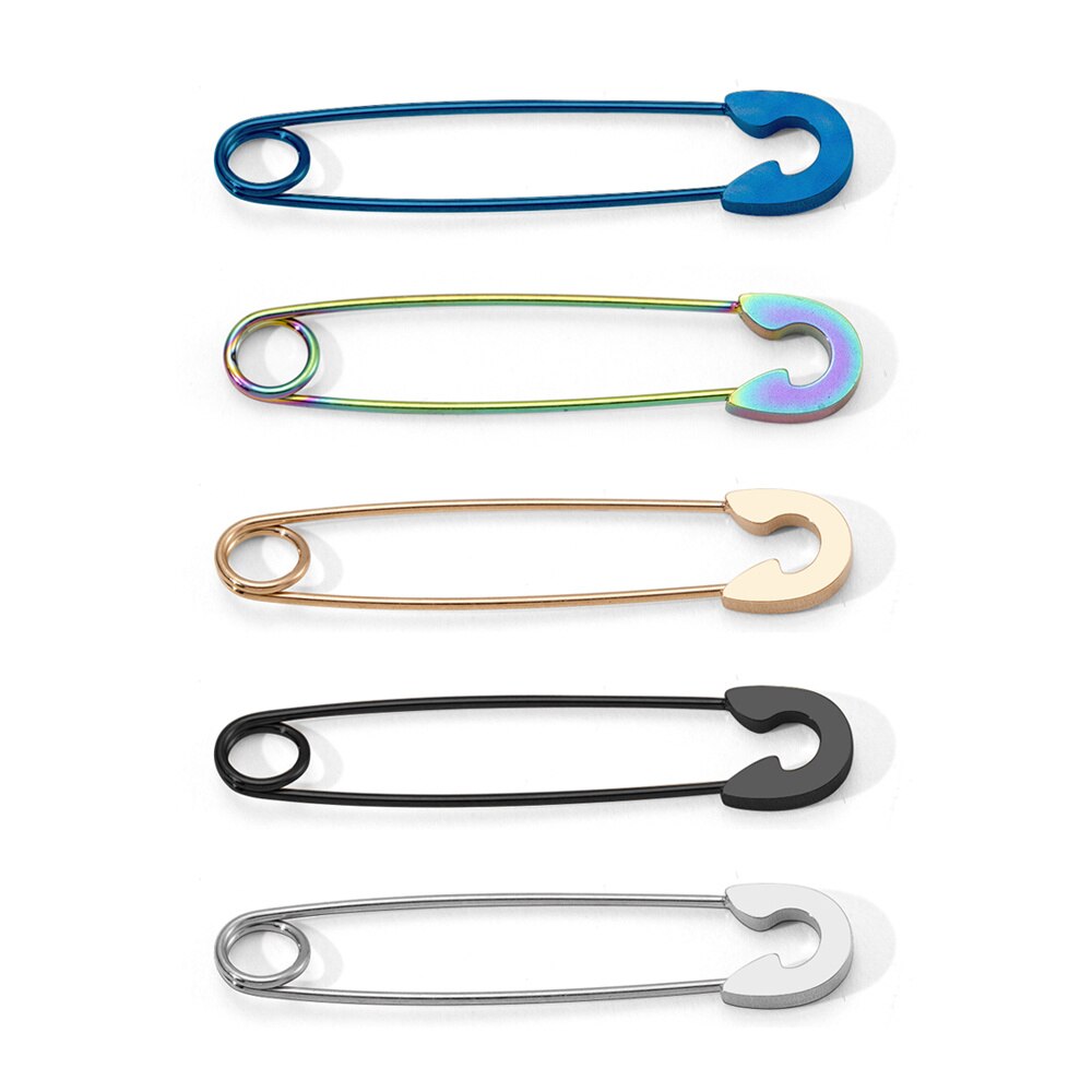 Stainless Steel Punk Pin Earrings Unique Paperclip Safety Steel Stud Earrings Women Man Rock Piercing Ma: 5pcs