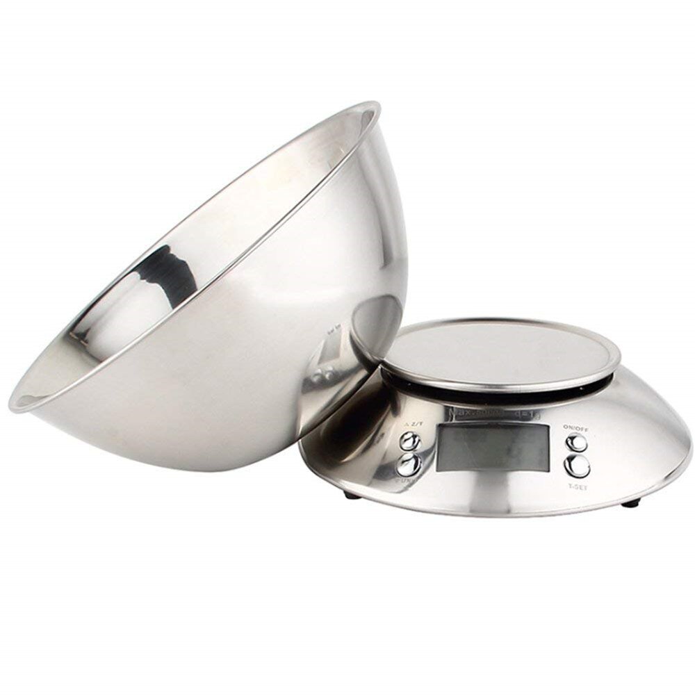 Digital Kitchen Scale Multifunction Food Scale with Removable Bowl Liquid Volume Room Temperature and Timer 5kg/1g