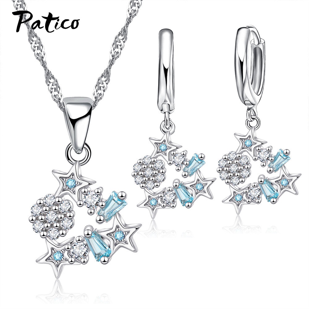 Ensembles de bijoux élégants en argent regardé 925 pour femmes, collier de boucles d'oreilles, tour de cou en biscuits colorés, boucles d'oreilles étoiles, de bijoux: Plaqué argent