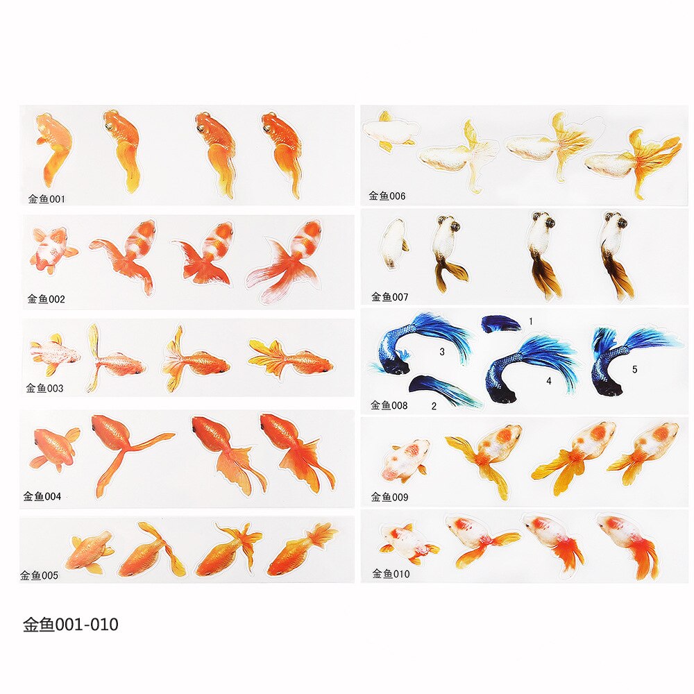 Resin Goldfish Sticker 3D Resin Goldfish Sticker Material Sticker Crystal Epoxy Goldfish Painting