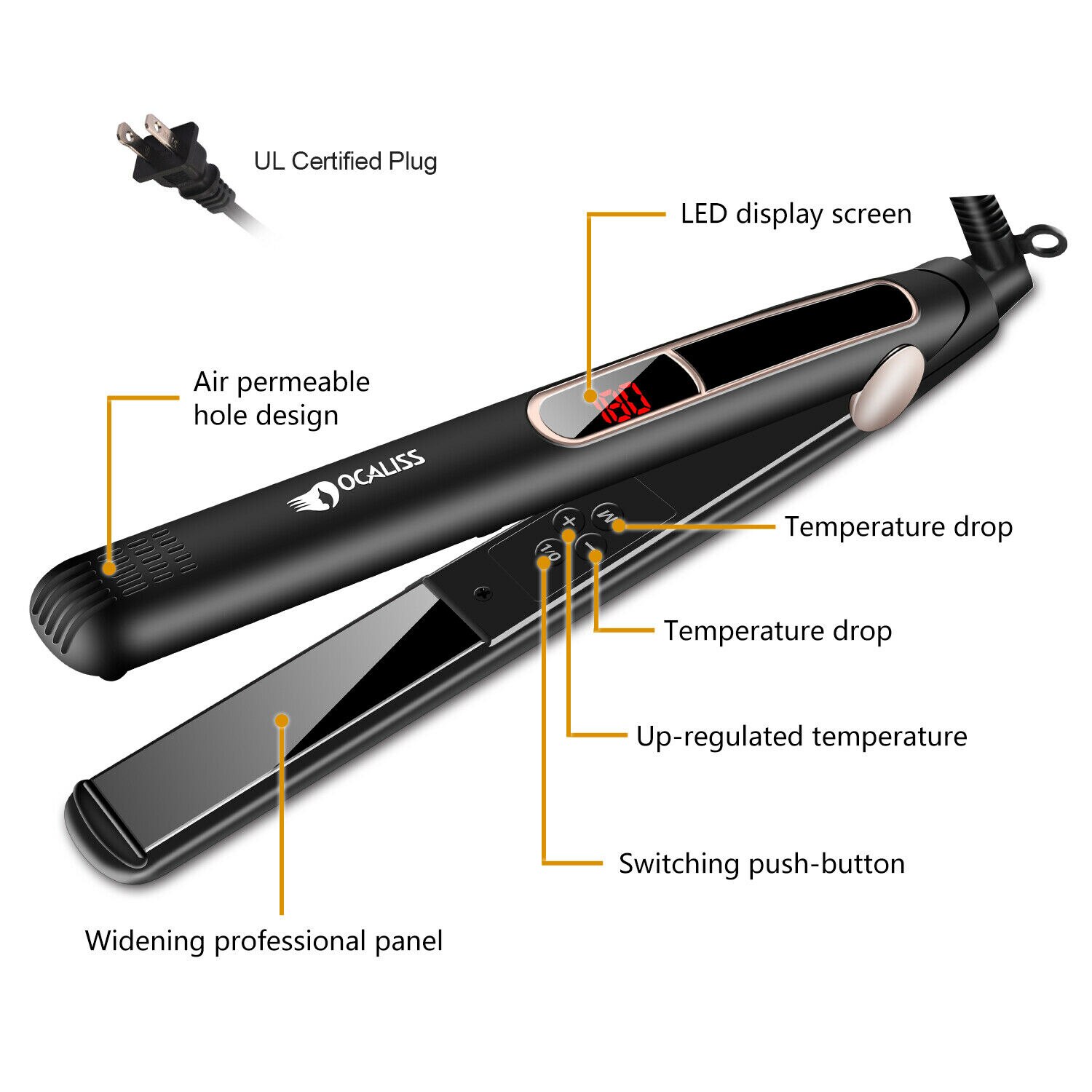 Ocaliss 39 Wide Plates Hair Straightener Curler Ceramic Flat Iron Keratin Straightening Curling Irons Styling Tool