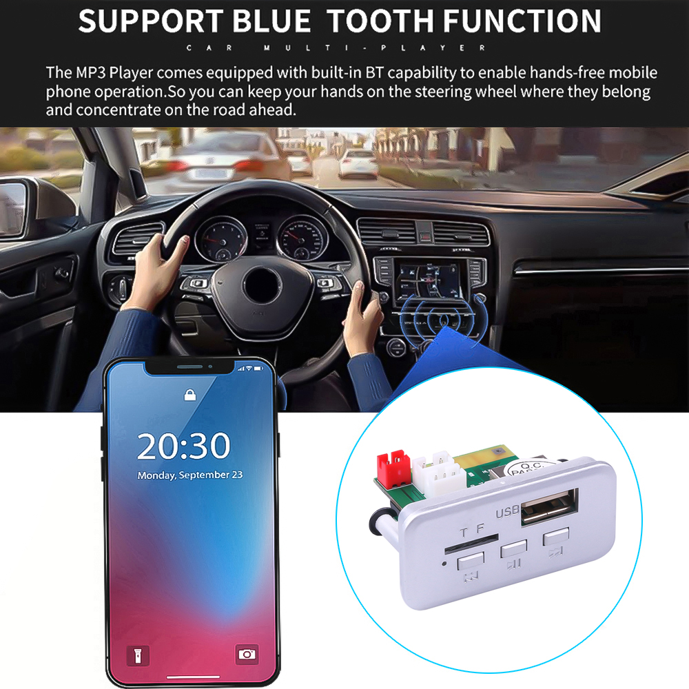 Dekoder MP3 Bluetooth 5.0 DC 12V Car Audio FM Radio Module Handsfree Bezprzewodowy odtwarzacz MP3 Obsługa USB TF AUX do głośnika