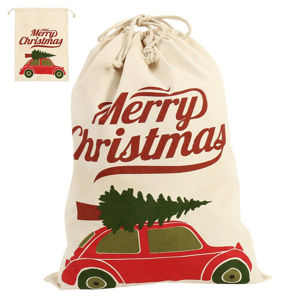 20X28 "Canvas Kerst Zakken Katoen Jute Santa Xmas Personaliseer Zak Snoep Houders: I