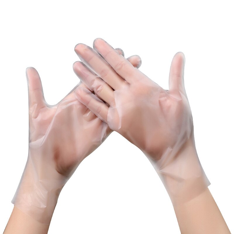 Guantes desechables de TPE, manoplas transparentes sin látex, antideslizantes, de seguridad para el trabajo, limpieza del hogar de grado alimenticio, 100 Uds.