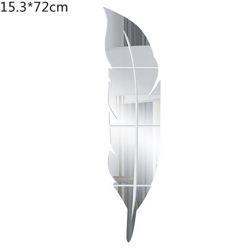 DIY pióro pióropusz 3D lustro naklejka ścienna do sztuka do salonu winyl do wystroju wnętrz naklejka naklejka akrylowa Mural tapeta z dekorem: sliver 15.3x72cm