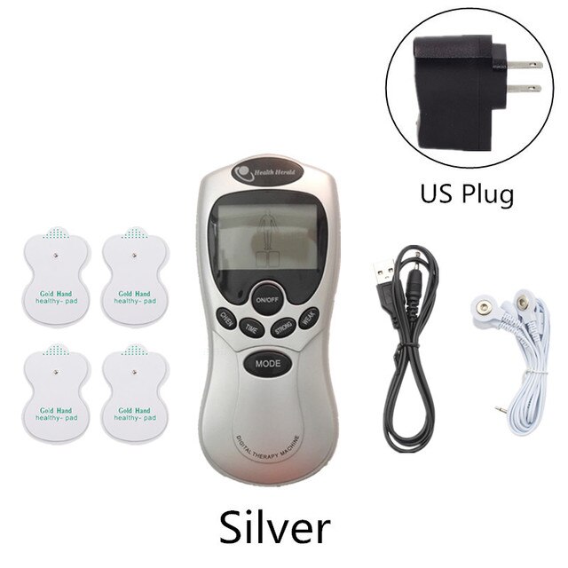 1 Set Body Pain Relief Pulse Relax Muscle Electronic Therapy Massager for Back Foot Neck 2 Colors Optional: silver-US