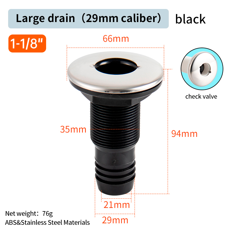 Marine Drainage Outlet Yacht Bilge Drainage Outlet Marine Sewage Outlet Hull Right Angle Black/White Outlet: Brown